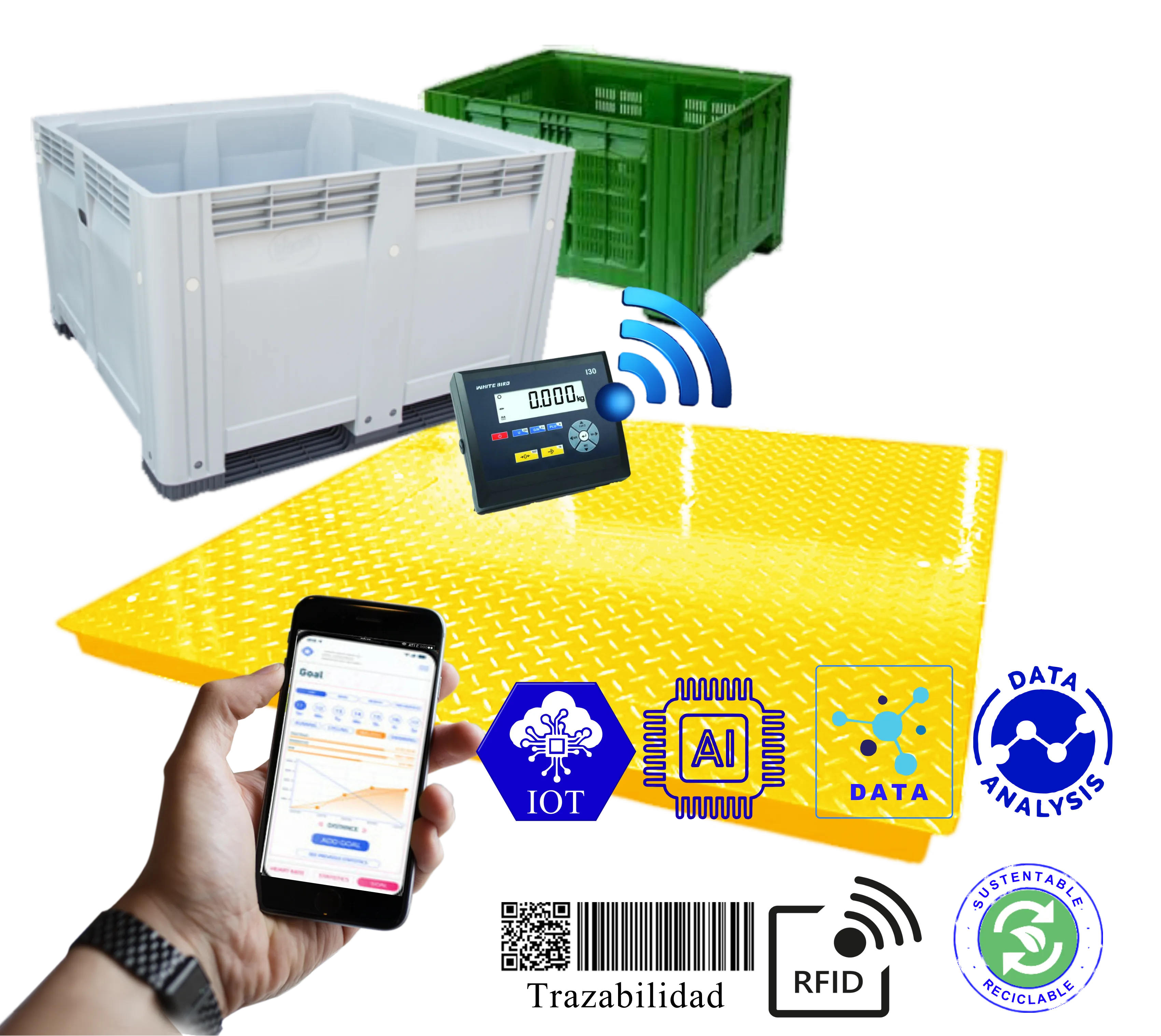 Balanza plataforma piso Bins Pallet agricultura e industria en general